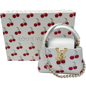 LOUIS VUITTON x Takashi Murakami Capucines Mini White Leather Cherry Handbag M13